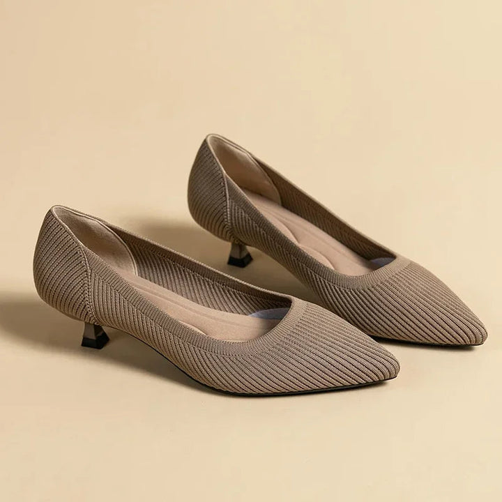 Carinne | Women's Pointed Toe Kitten Heel Pumps - Khaki - Image 9