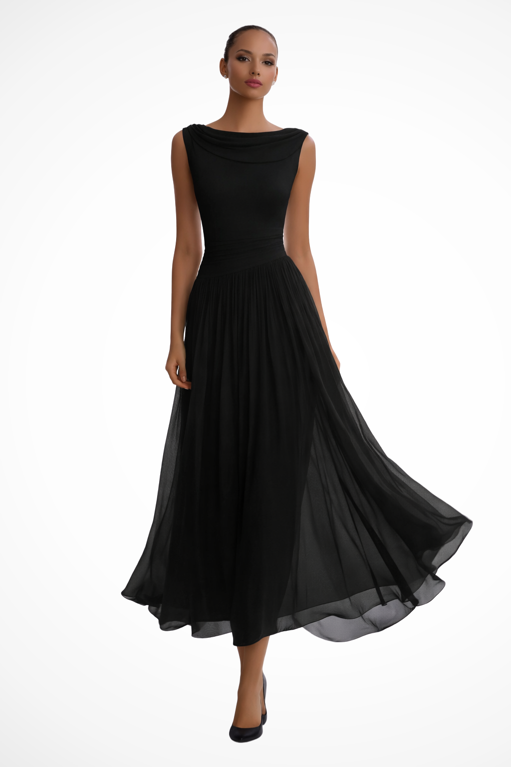Celeste | Women's Sleeveless Pleated Midi Dress - White - Image 7