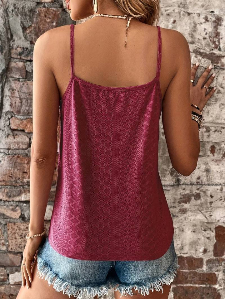 Celeste | Women's V-Neck Embroidered Camisole - White - Image 10