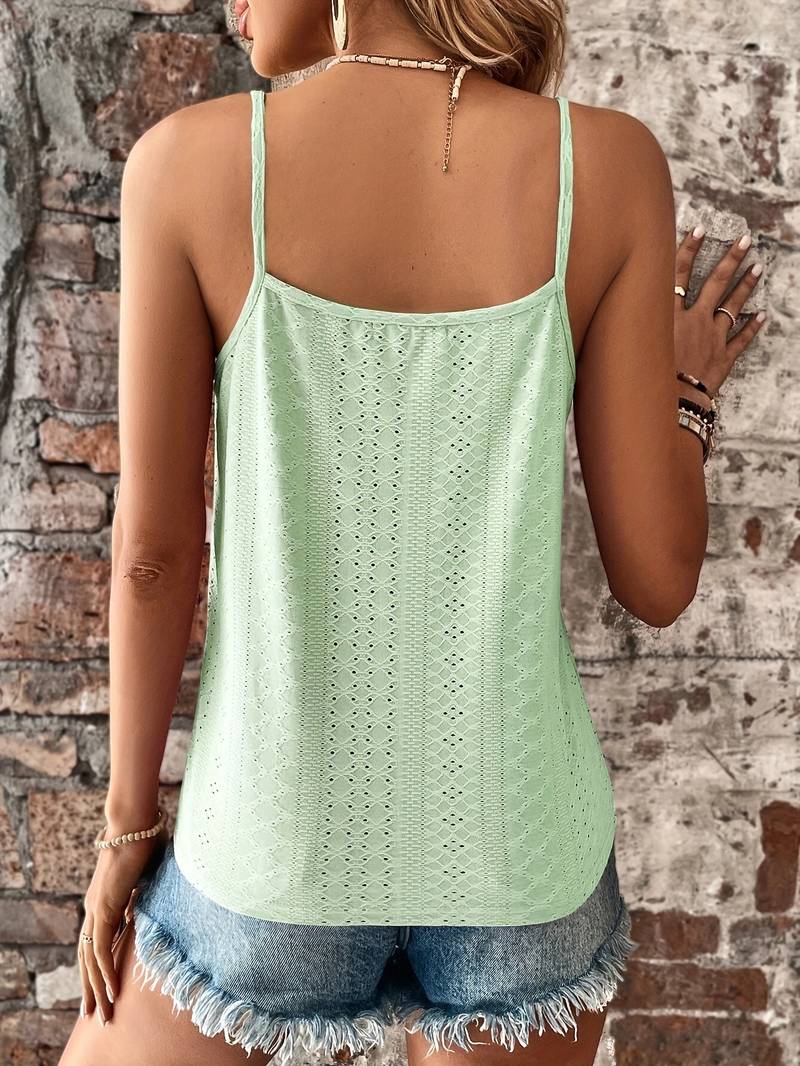 Celeste | Women's V-Neck Embroidered Camisole - White - Image 12