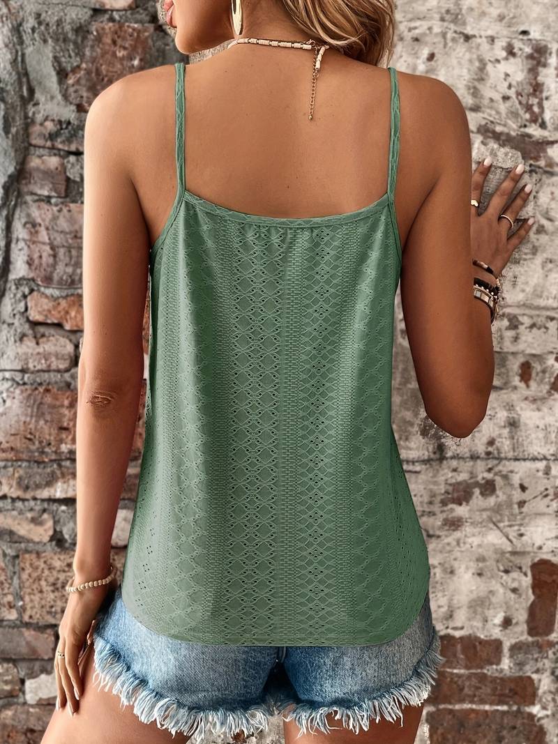 Celeste | Women's V-Neck Embroidered Camisole - White - Image 4