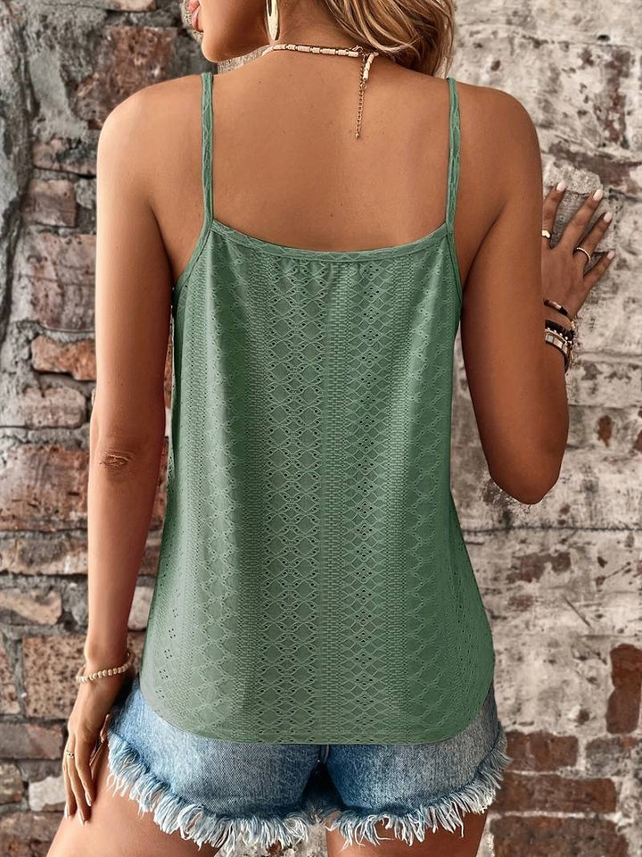 Celeste | Women's V-Neck Embroidered Camisole - White - Image 4