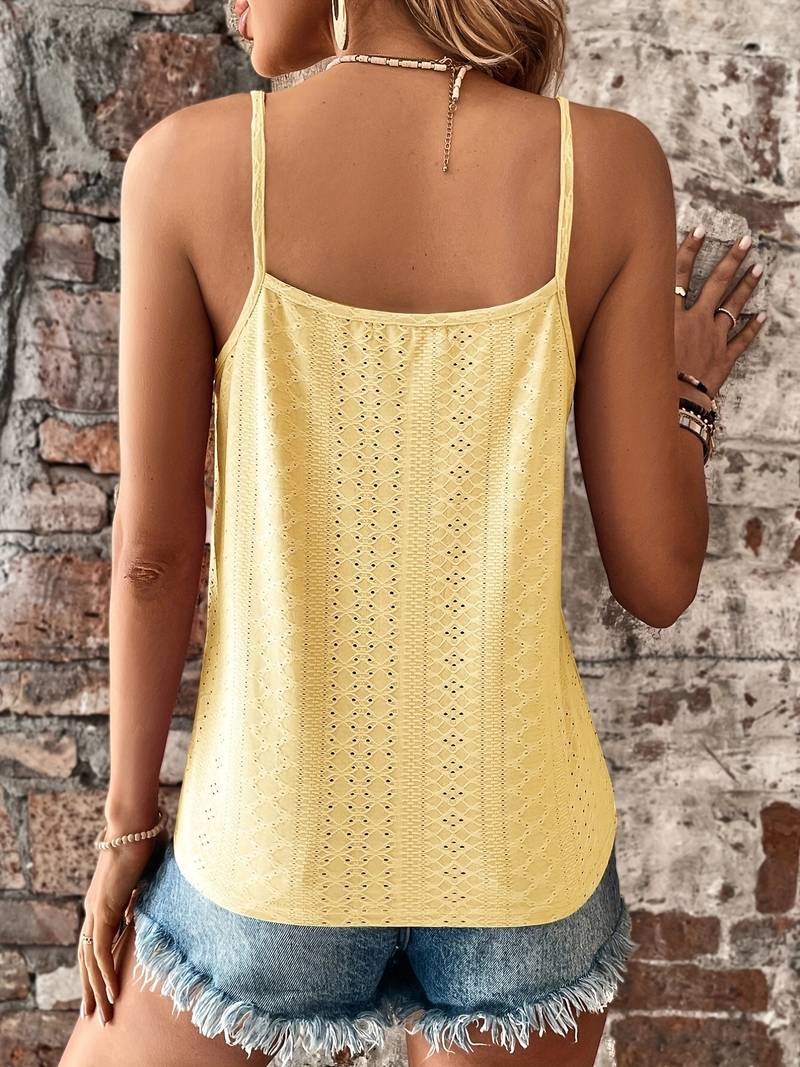 Celeste | Women's V-Neck Embroidered Camisole - White - Image 6