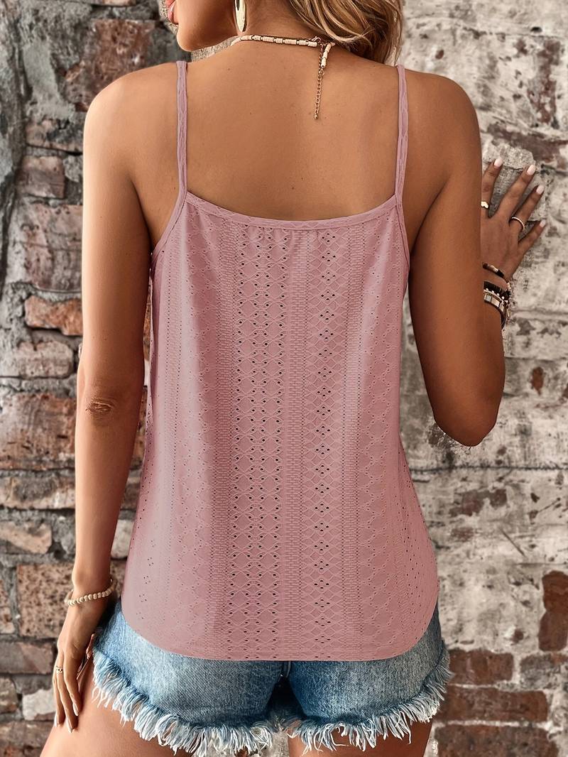 Celeste | Women's V-Neck Embroidered Camisole - White - Image 8