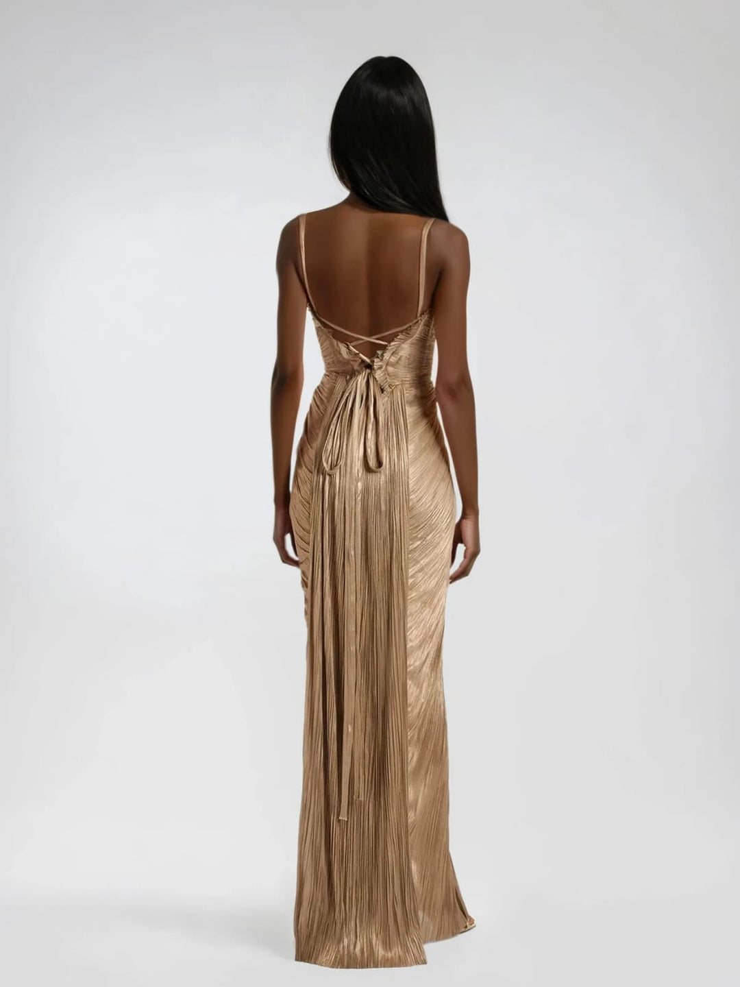 Cerys | Women's Corset Maxi Dress Wedding Guest Formal - Gold - Image 2