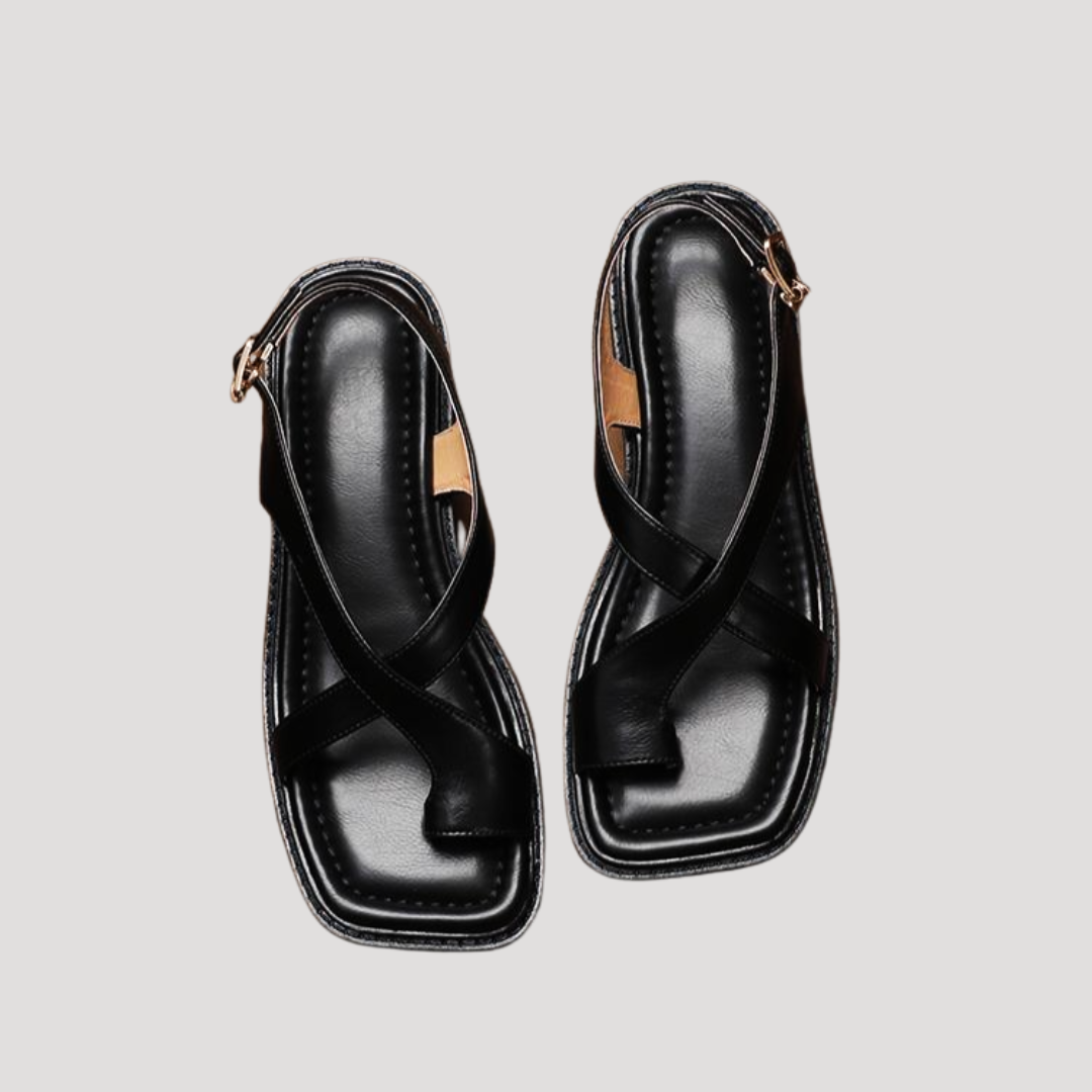 Clarimond | Women's Square Toe Loop Comfort Sandals - Brown - Image 10