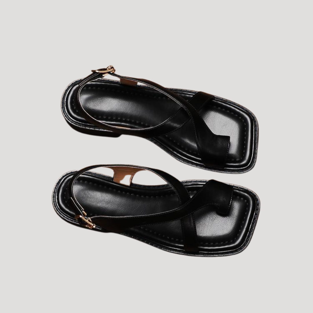 Clarimond | Women's Square Toe Loop Comfort Sandals - Brown - Image 12