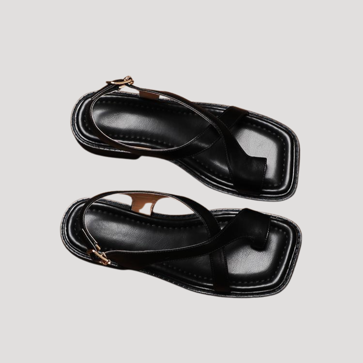 Clarimond | Women's Square Toe Loop Comfort Sandals - Brown - Image 12