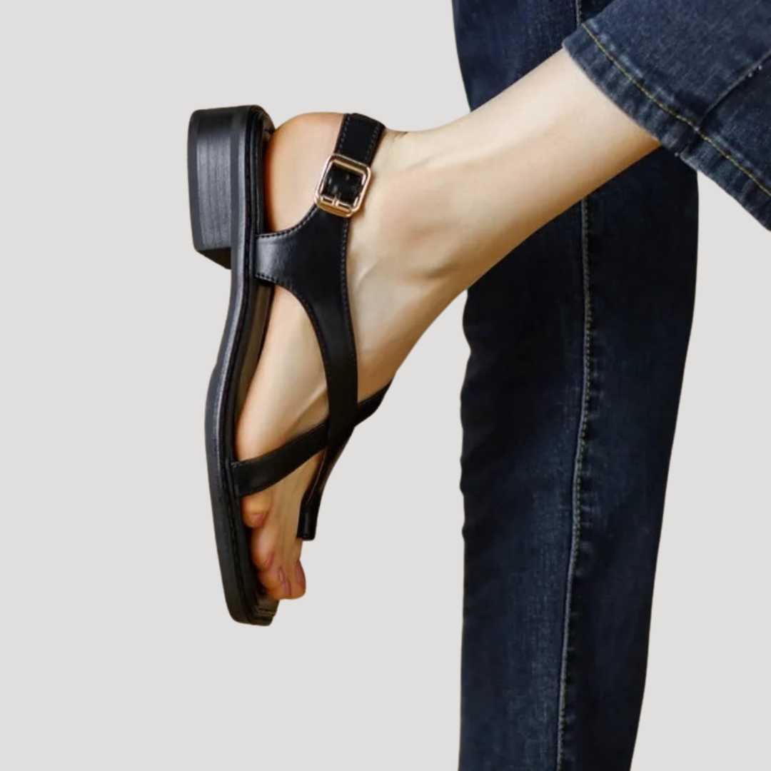 Clarimond | Women's Square Toe Loop Comfort Sandals - Brown - Image 13