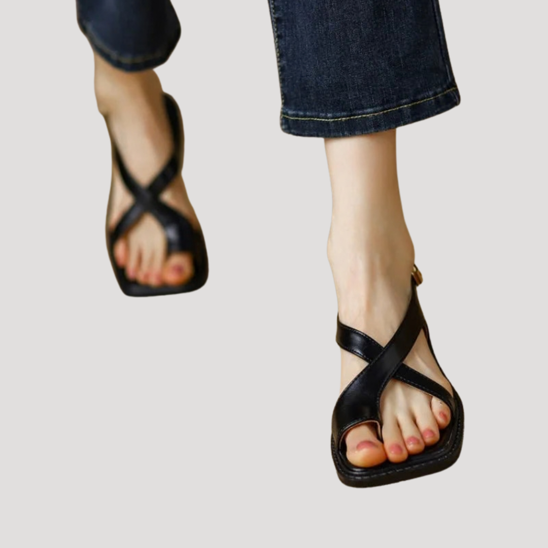 Clarimond | Women's Square Toe Loop Comfort Sandals - Brown - Image 15