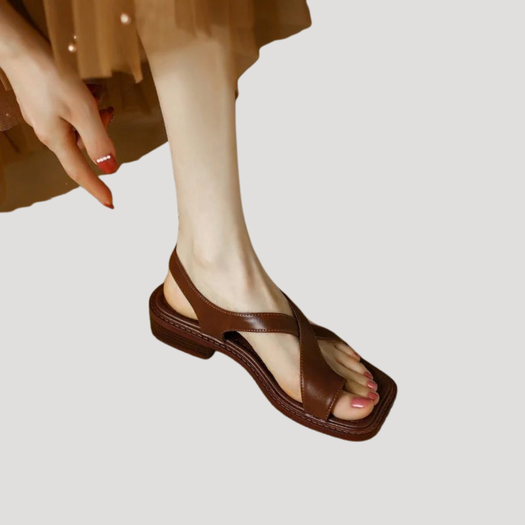 Clarimond | Women's Square Toe Loop Comfort Sandals - Brown - Image 5