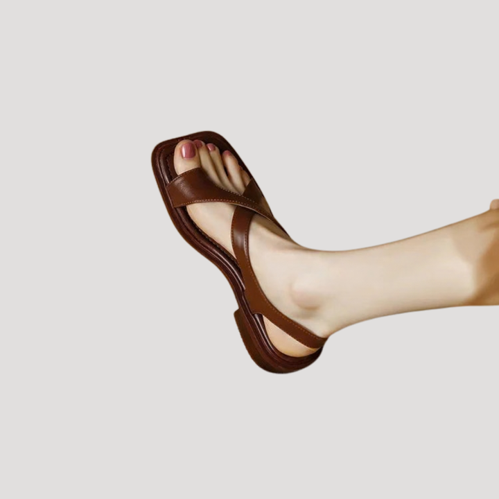 Clarimond | Women's Square Toe Loop Comfort Sandals - Brown - Image 9