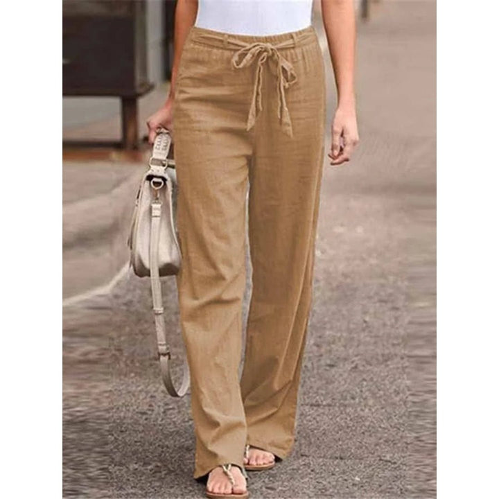 Clementina | Women's Drawstring Wide Leg Pants - Navy - Image 4