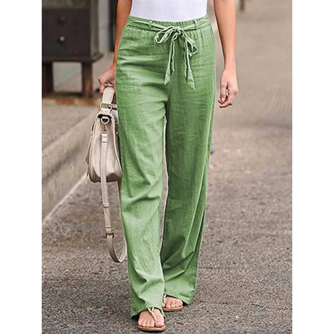 Clementina | Women's Drawstring Wide Leg Pants - Navy - Image 5
