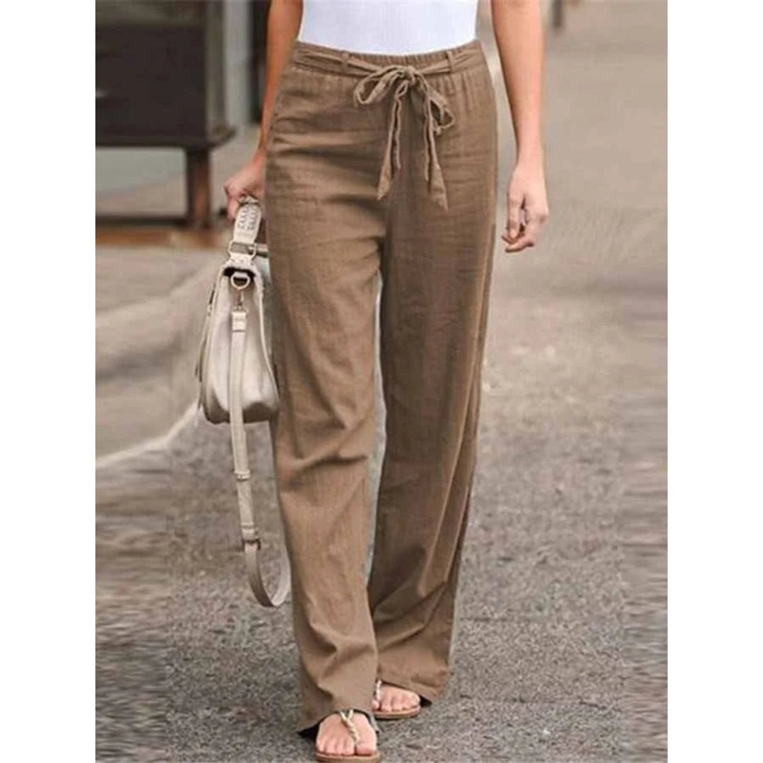 Clementina | Women's Drawstring Wide Leg Pants - Navy - Image 6