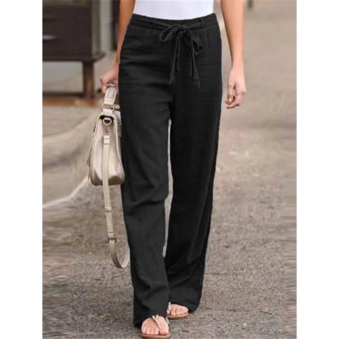 Clementina | Women's Drawstring Wide Leg Pants - Navy - Image 7