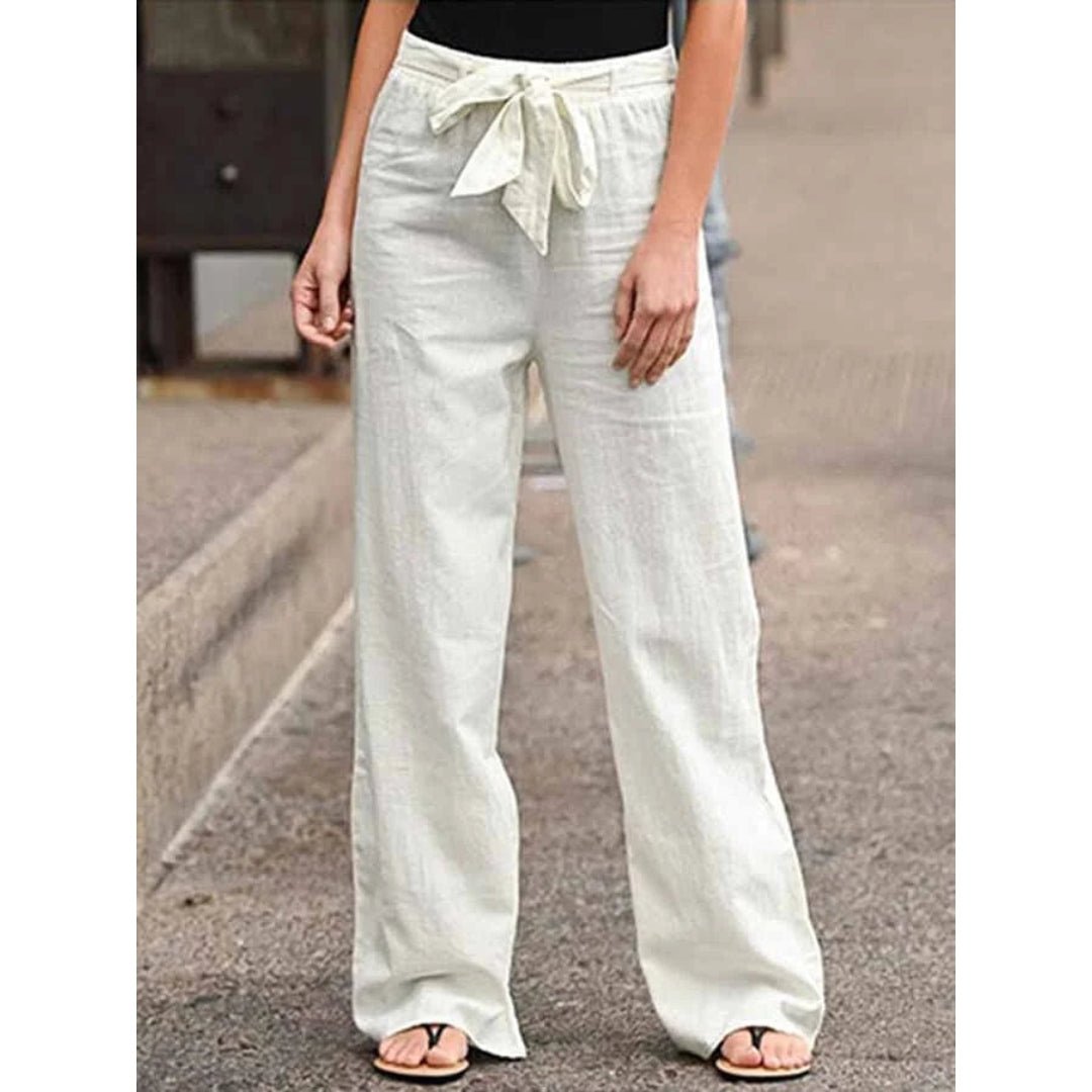 Clementina | Women's Drawstring Wide Leg Pants - Navy - Image 8