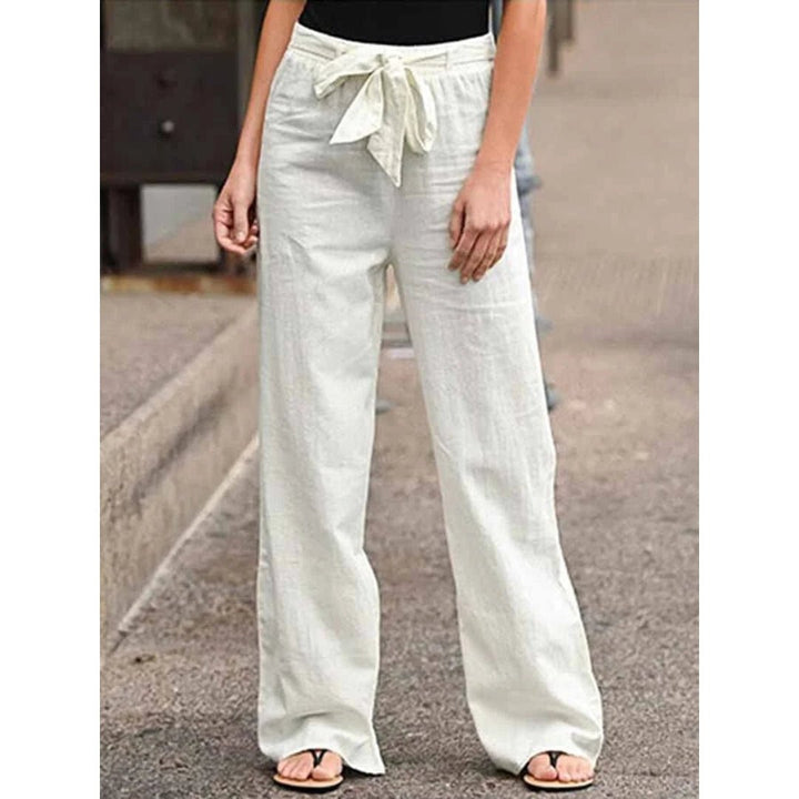 Clementina | Women's Drawstring Wide Leg Pants - Navy - Image 8