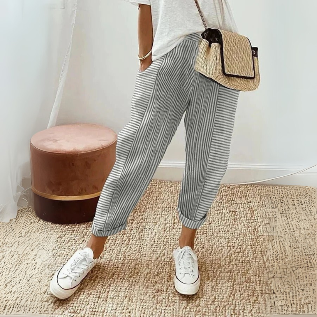 Clementina | Women's Striped Wide Leg Pants - Striped - Image 3