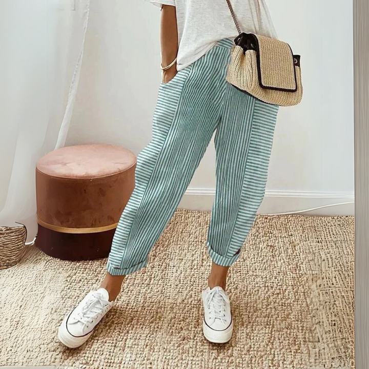 Clementina | Women's Striped Wide Leg Pants - Striped - Image 4