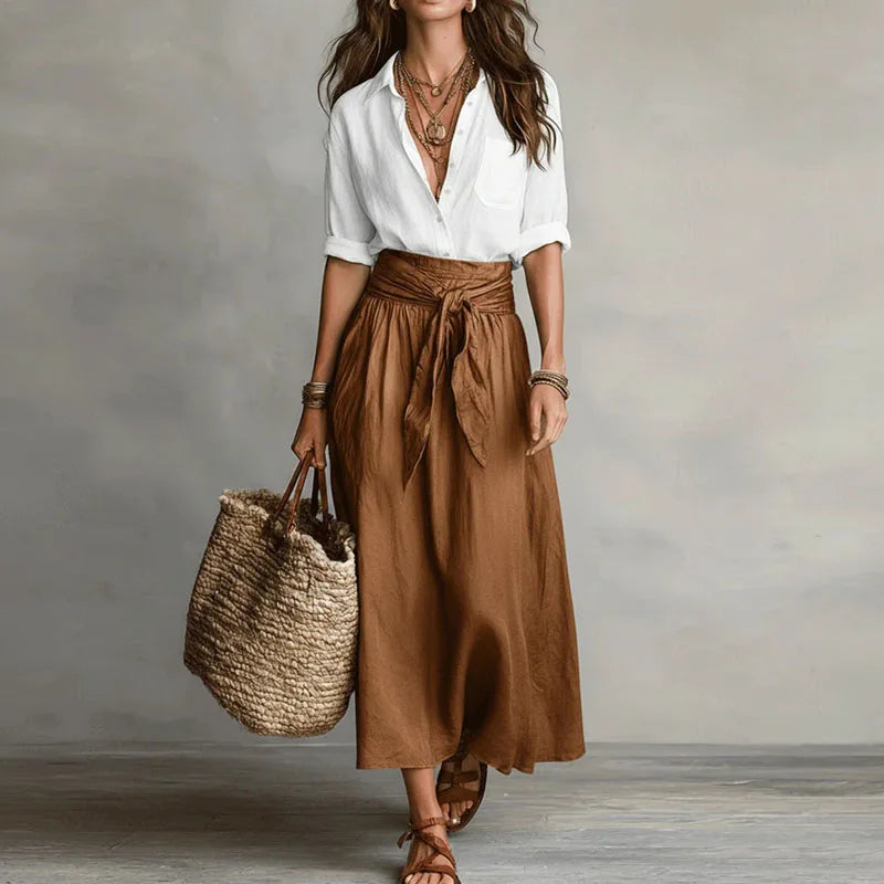Clementine | Women's Button Down Midi Skirt Set - Image 2