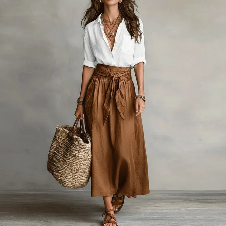 Clementine | Women's Button Down Midi Skirt Set - Image 2