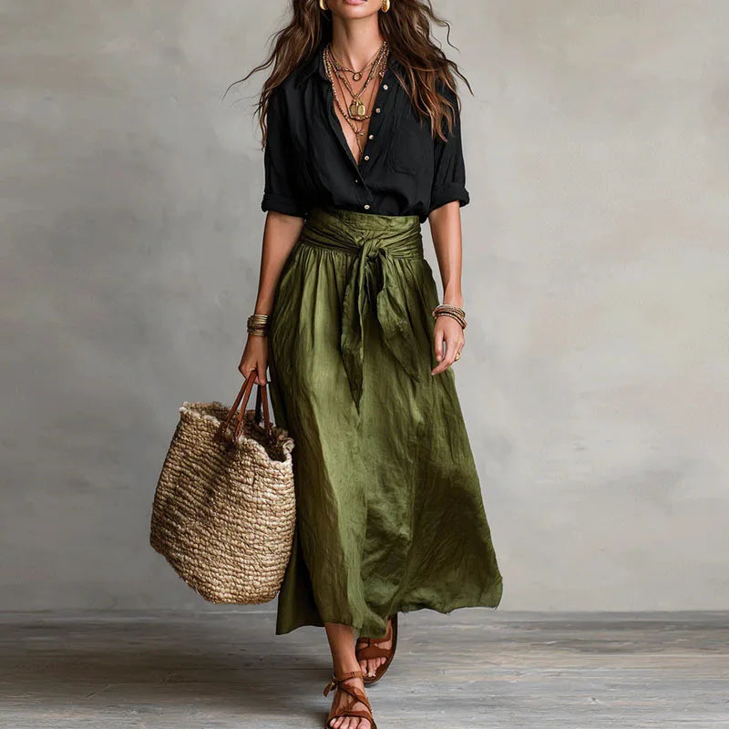 Clementine | Women's Button Down Midi Skirt Set - Image 4