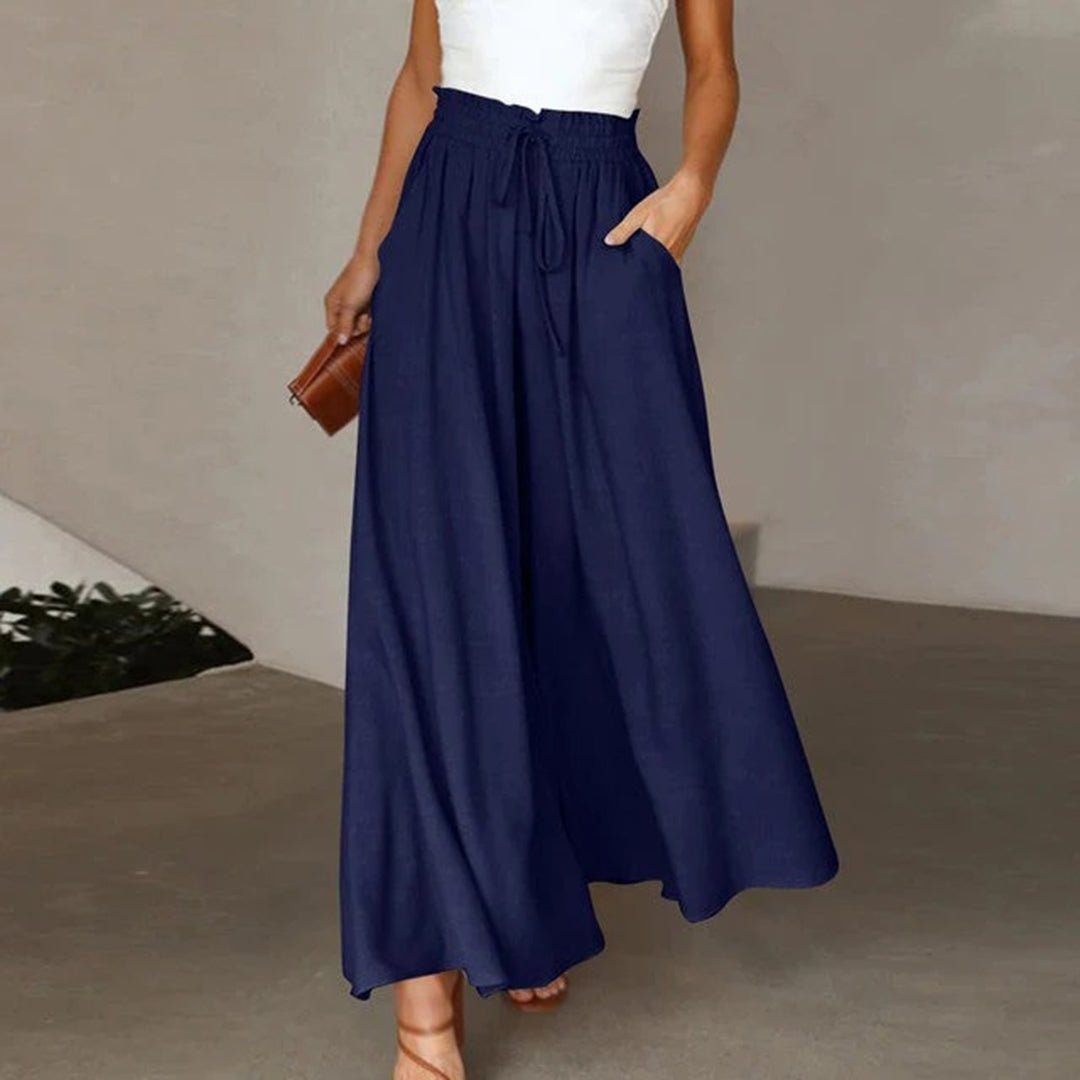 Clementine | Women's High Waisted Wide Leg Palazzo Pants - White - Image 2