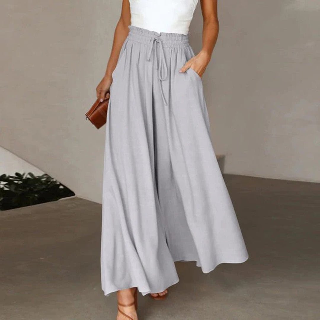 Clementine | Women's High Waisted Wide Leg Palazzo Pants - White - Image 4
