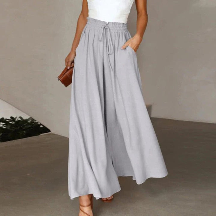 Clementine | Women's High Waisted Wide Leg Palazzo Pants - White - Image 4