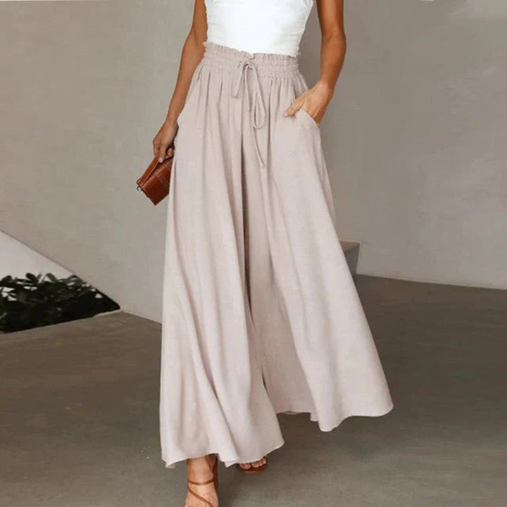 Clementine | Women's High Waisted Wide Leg Palazzo Pants - White - Image 6