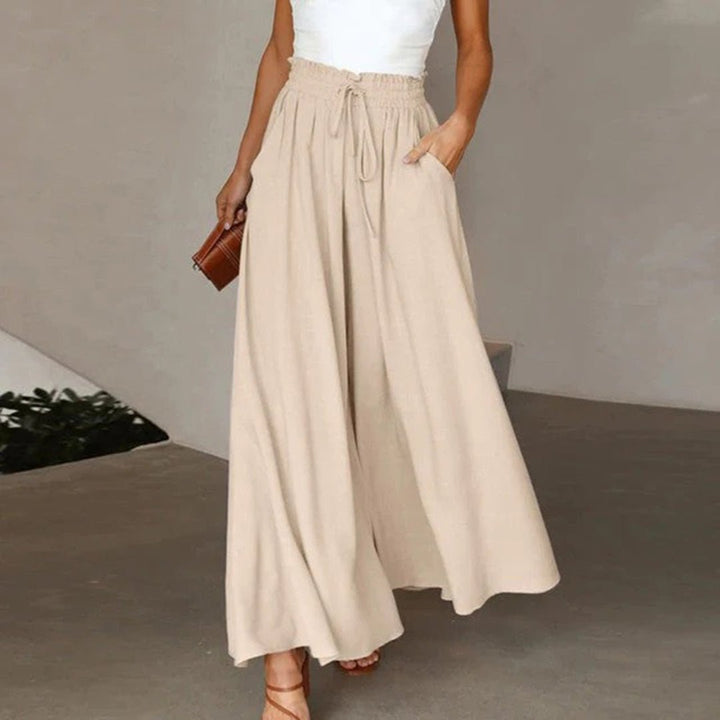 Clementine | Women's High Waisted Wide Leg Palazzo Pants - White - Image 7