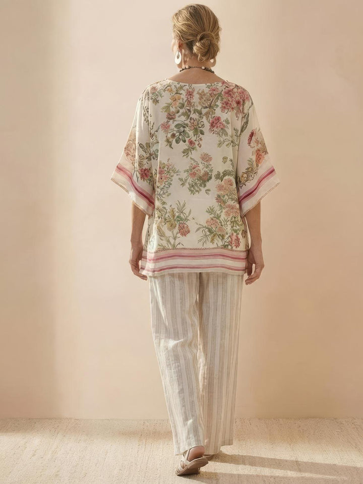 Paloma | Women's Casual Striped Wide-Leg Pants and Tee Two-Piece Set