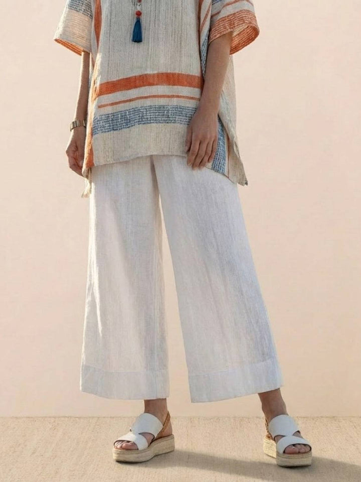Paloma | Women's Casual Striped Wide-Leg Pants and Tee Two-Piece Set