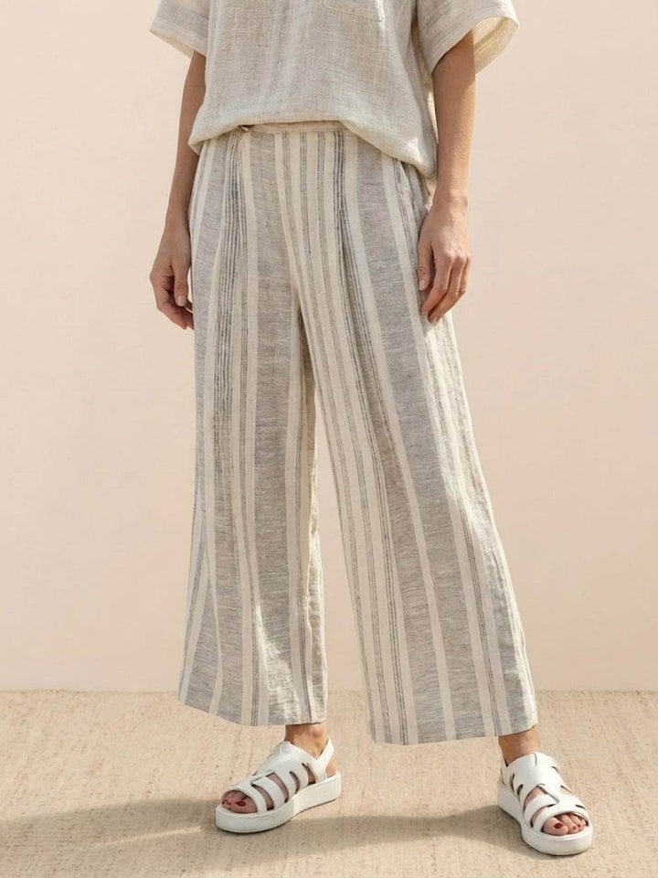 Paloma | Women's Casual Striped Wide-Leg Pants and Tee Two-Piece Set