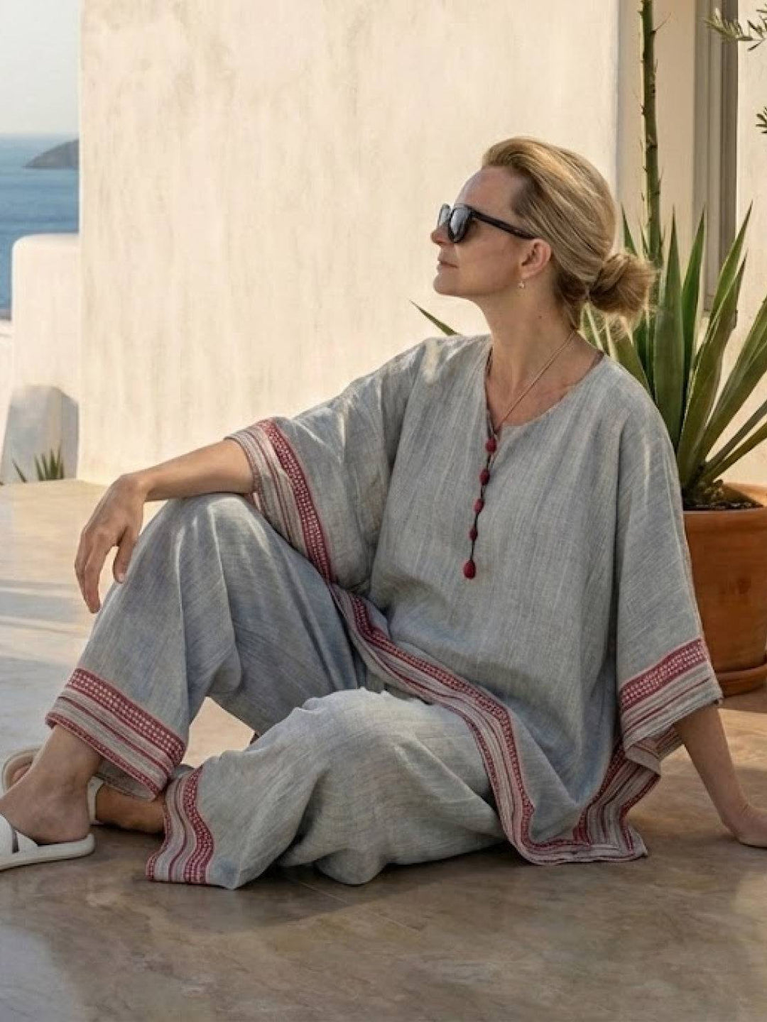 Paloma | Women's Casual Striped Wide-Leg Pants and Tee Two-Piece Set