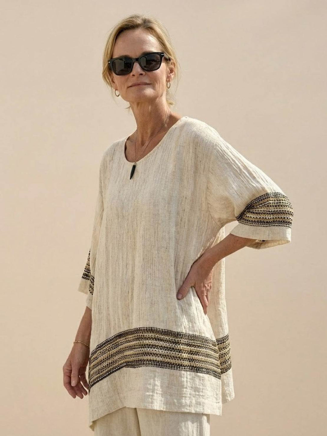 Paloma | Women's Casual Striped Wide-Leg Pants and Tee Two-Piece Set