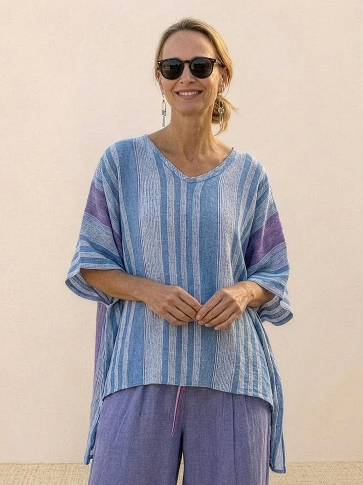 Paloma | Women's Casual Striped Wide-Leg Pants and Tee Two-Piece Set