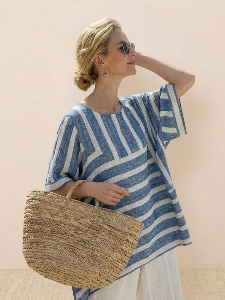 Paloma | Women's Casual Striped Wide-Leg Pants and Tee Two-Piece Set