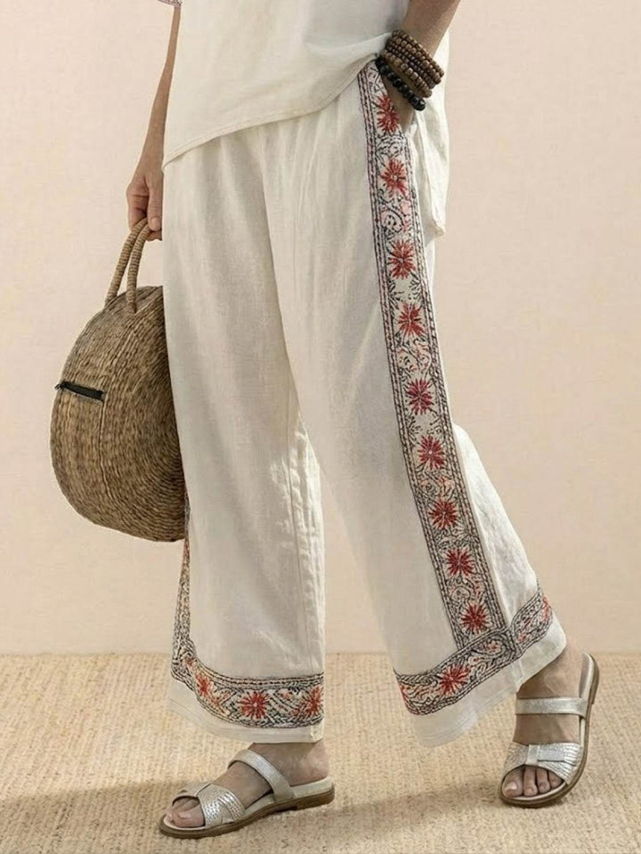 Paloma | Women's Casual Striped Wide-Leg Pants and Tee Two-Piece Set