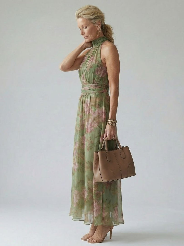 Colette | Women's Floral Halter Midi Dress - Floral - Image 3