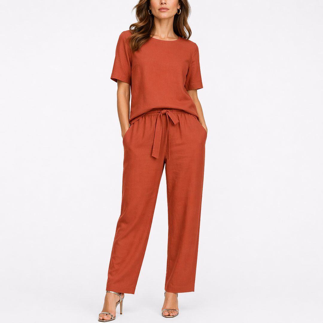 Cordelia

Wait, | Women's Short Sleeve Two Piece Lounge Set - Khaki - Image 3