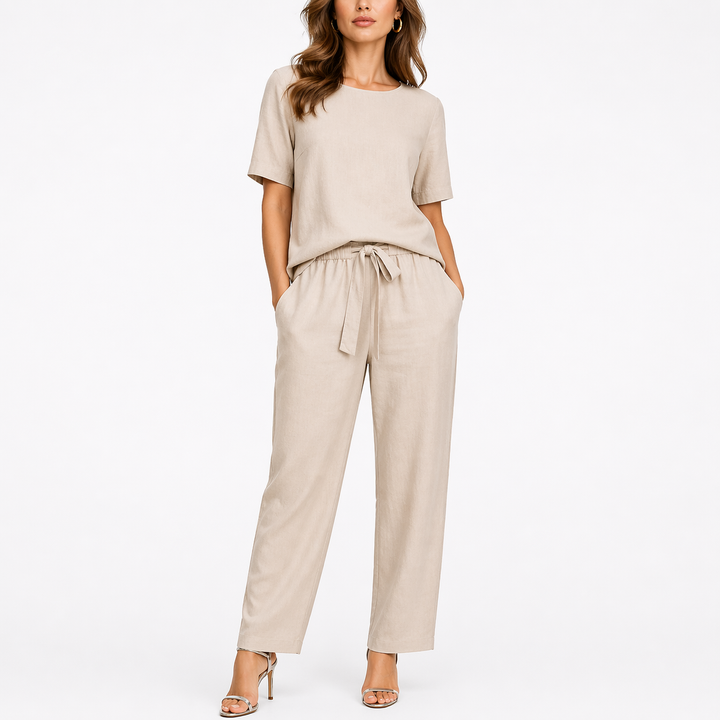 Cordelia

Wait, | Women's Short Sleeve Two Piece Lounge Set - Khaki - Image 4