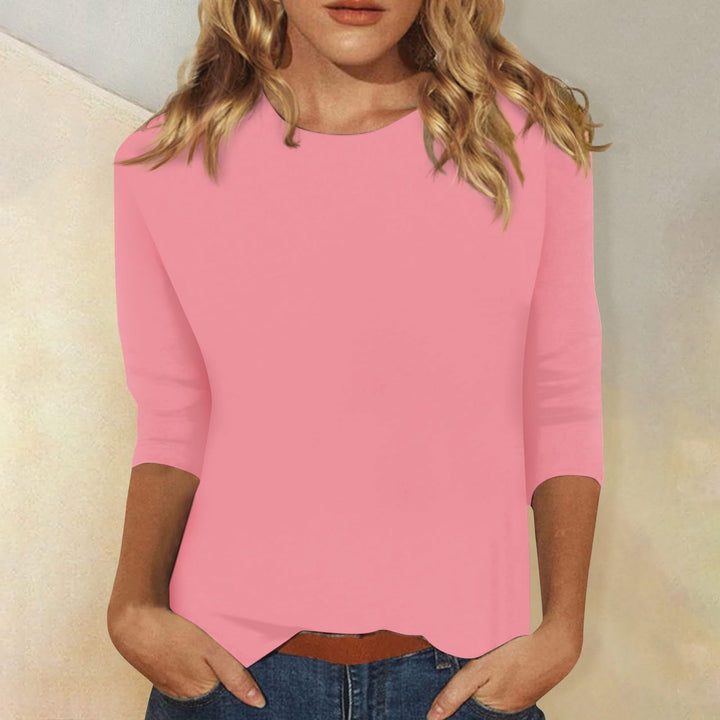 Corinna | Women's Crew Neck 3/4 Sleeve Solid Top - Image 4