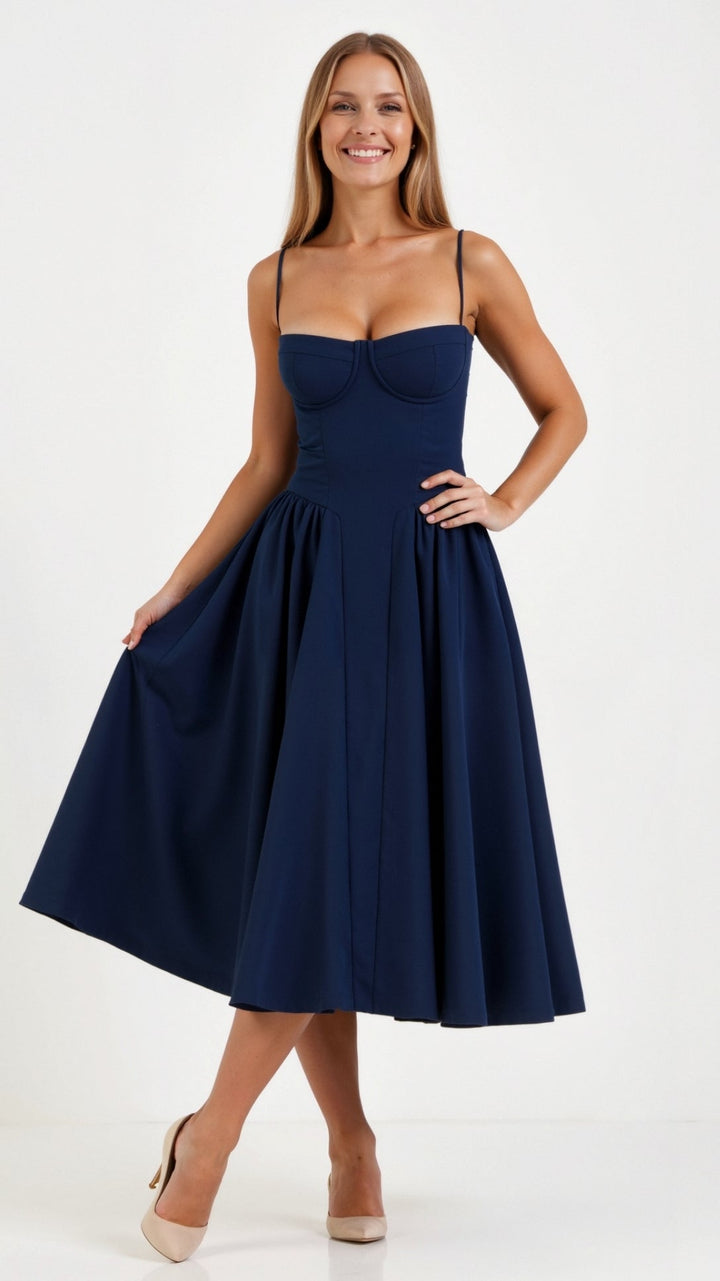 Corinne | Women's Floral Sweetheart Corset Midi Dress - Floral - Image 11