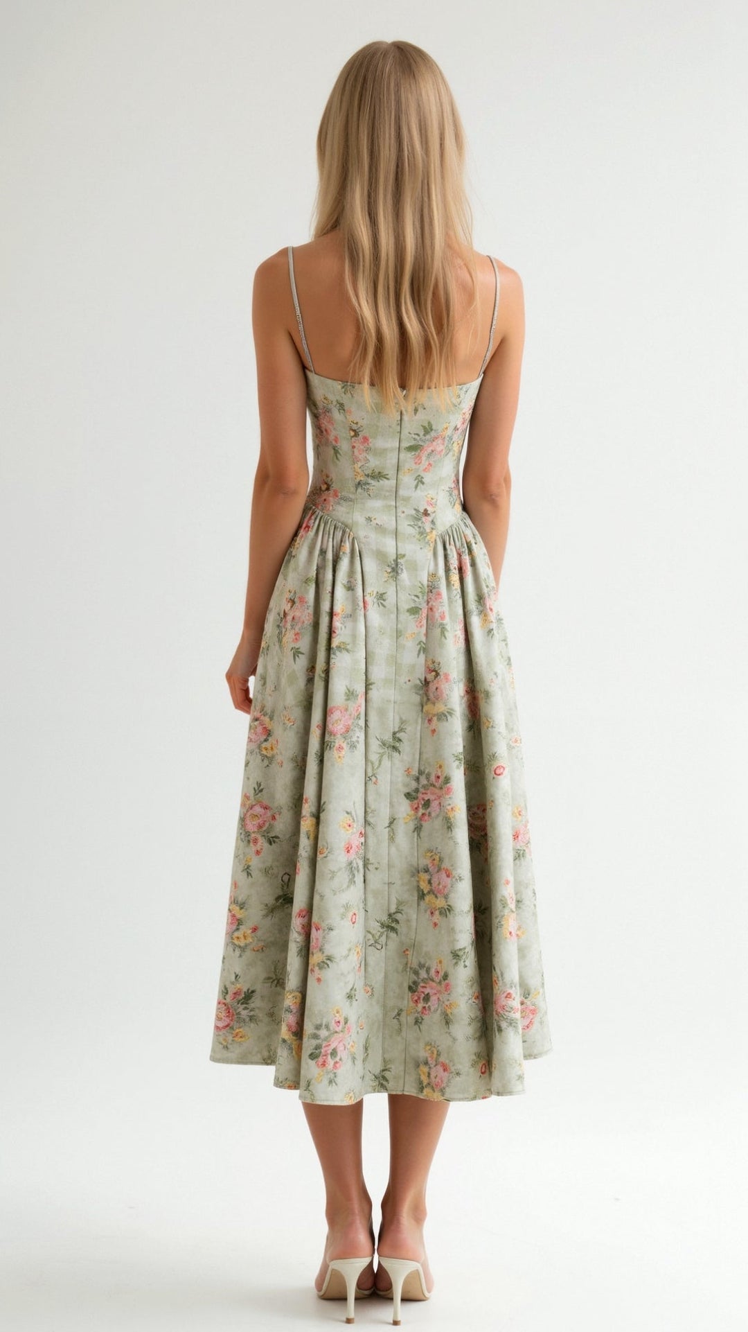 Corinne | Women's Floral Sweetheart Corset Midi Dress - Floral - Image 2