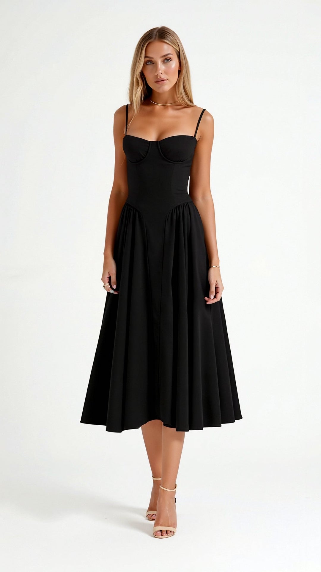 Corinne | Women's Floral Sweetheart Corset Midi Dress - Floral - Image 4