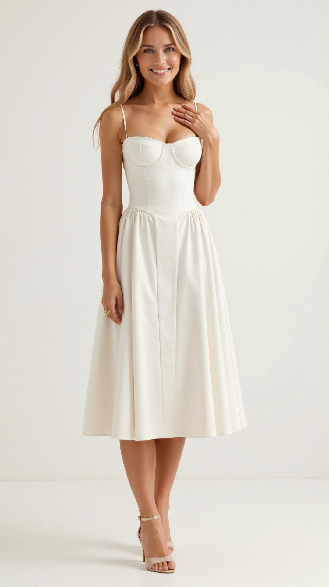 Corinne | Women's Floral Sweetheart Corset Midi Dress - Floral - Image 7