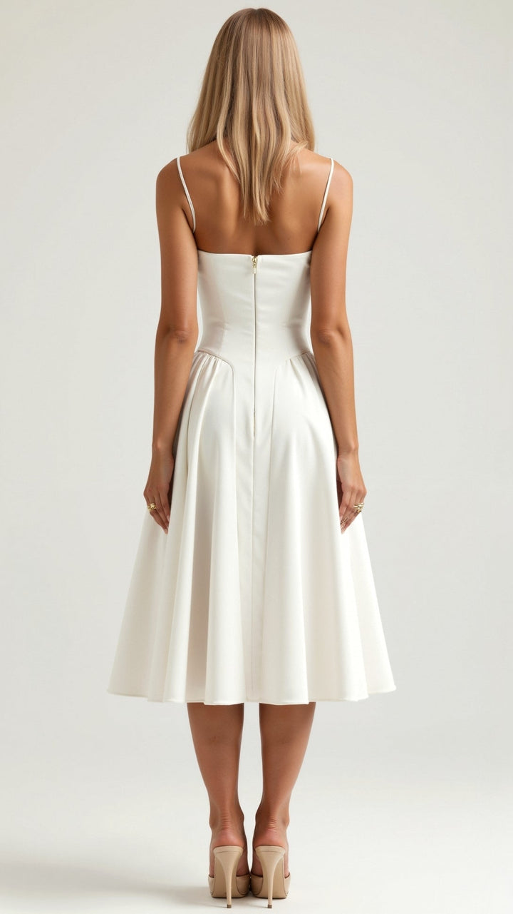 Corinne | Women's Floral Sweetheart Corset Midi Dress - Floral - Image 8