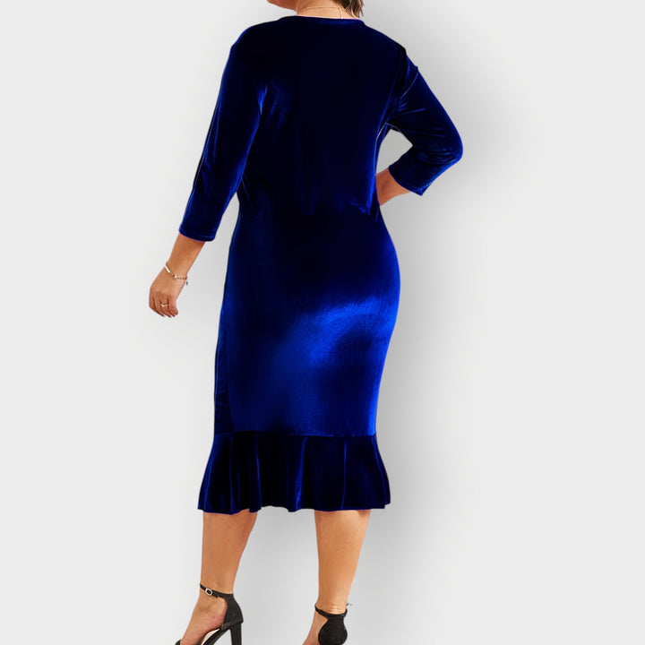 Catherine™ | Luxe Velvet Ruffle Midi Dress